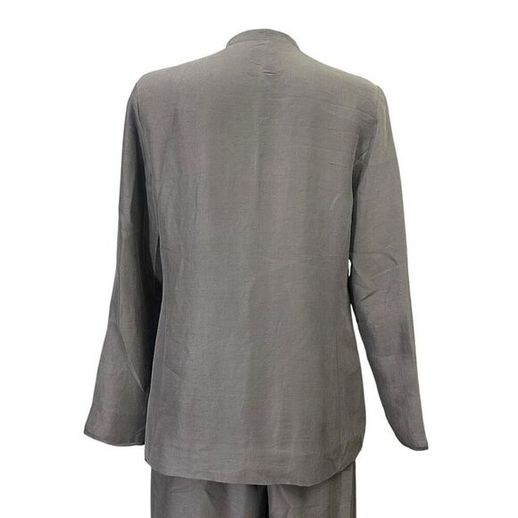 Eileen Fisher Metallic Gray 100% Silk Lightweight Blazer  & Dress Pants sz small - Picture 4 of 14